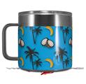 Skin Decal Wrap for Yeti Coffee Mug 14oz Coconuts Palm Trees and Bananas Blue Medium - 14 oz CUP NOT INCLUDED by WraptorSkinz