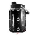 Skin Decal Wrap for Yeti Half Gallon Jug Nautical Anchors Away 02 Black - JUG NOT INCLUDED by WraptorSkinz