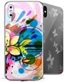 2 Decal style Skin Wraps set for Apple iPhone X and XS Floral Splash