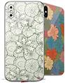 2 Decal style Skin Wraps set for Apple iPhone X and XS Flowers Pattern 05