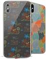 2 Decal style Skin Wraps set for Apple iPhone X and XS Flowers Pattern 07