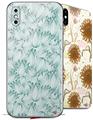 2 Decal style Skin Wraps set for Apple iPhone X and XS Flowers Pattern 09