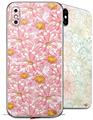 2 Decal style Skin Wraps set for Apple iPhone X and XS Flowers Pattern 12