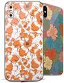 2 Decal style Skin Wraps set for Apple iPhone X and XS Flowers Pattern 14