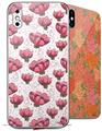 2 Decal style Skin Wraps set for Apple iPhone X and XS Flowers Pattern 16