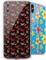 2 Decal style Skin Wraps set for Apple iPhone X and XS Crabs and Shells Black