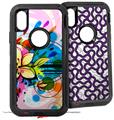 2x Decal style Skin Wrap Set compatible with Otterbox Defender iPhone X and Xs Case - Floral Splash (CASE NOT INCLUDED)