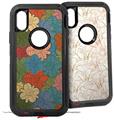 2x Decal style Skin Wrap Set compatible with Otterbox Defender iPhone X and Xs Case - Flowers Pattern 01 (CASE NOT INCLUDED)