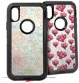 2x Decal style Skin Wrap Set compatible with Otterbox Defender iPhone X and Xs Case - Flowers Pattern 02 (CASE NOT INCLUDED)