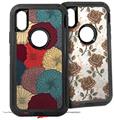 2x Decal style Skin Wrap Set compatible with Otterbox Defender iPhone X and Xs Case - Flowers Pattern 04 (CASE NOT INCLUDED)