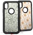 2x Decal style Skin Wrap Set compatible with Otterbox Defender iPhone X and Xs Case - Flowers Pattern 05 (CASE NOT INCLUDED)