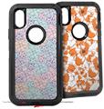 2x Decal style Skin Wrap Set compatible with Otterbox Defender iPhone X and Xs Case - Flowers Pattern 08 (CASE NOT INCLUDED)