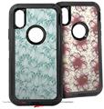 2x Decal style Skin Wrap Set compatible with Otterbox Defender iPhone X and Xs Case - Flowers Pattern 09 (CASE NOT INCLUDED)