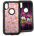 2x Decal style Skin Wrap Set compatible with Otterbox Defender iPhone X and Xs Case - Flowers Pattern 12 (CASE NOT INCLUDED)
