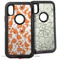 2x Decal style Skin Wrap Set compatible with Otterbox Defender iPhone X and Xs Case - Flowers Pattern 14 (CASE NOT INCLUDED)