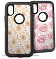 2x Decal style Skin Wrap Set compatible with Otterbox Defender iPhone X and Xs Case - Flowers Pattern 15 (CASE NOT INCLUDED)