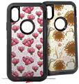 2x Decal style Skin Wrap Set compatible with Otterbox Defender iPhone X and Xs Case - Flowers Pattern 16 (CASE NOT INCLUDED)