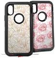 2x Decal style Skin Wrap Set compatible with Otterbox Defender iPhone X and Xs Case - Flowers Pattern 17 (CASE NOT INCLUDED)