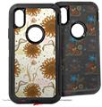 2x Decal style Skin Wrap Set compatible with Otterbox Defender iPhone X and Xs Case - Flowers Pattern 19 (CASE NOT INCLUDED)
