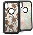 2x Decal style Skin Wrap Set compatible with Otterbox Defender iPhone X and Xs Case - Flowers Pattern Roses 20 (CASE NOT INCLUDED)