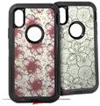 2x Decal style Skin Wrap Set compatible with Otterbox Defender iPhone X and Xs Case - Flowers Pattern 23 (CASE NOT INCLUDED)