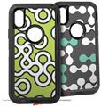 2x Decal style Skin Wrap Set compatible with Otterbox Defender iPhone X and Xs Case - Locknodes 03 Sage Green (CASE NOT INCLUDED)