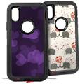 2x Decal style Skin Wrap Set compatible with Otterbox Defender iPhone X and Xs Case - Bokeh Hearts Purple (CASE NOT INCLUDED)