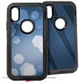 2x Decal style Skin Wrap Set compatible with Otterbox Defender iPhone X and Xs Case - Bokeh Hex Blue (CASE NOT INCLUDED)