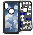 2x Decal style Skin Wrap Set compatible with Otterbox Defender iPhone X and Xs Case - Bokeh Squared Blue (CASE NOT INCLUDED)