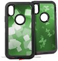 2x Decal style Skin Wrap Set compatible with Otterbox Defender iPhone X and Xs Case - Bokeh Squared Green (CASE NOT INCLUDED)
