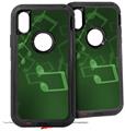 2x Decal style Skin Wrap Set compatible with Otterbox Defender iPhone X and Xs Case - Bokeh Music Green (CASE NOT INCLUDED)