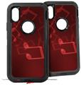 2x Decal style Skin Wrap Set compatible with Otterbox Defender iPhone X and Xs Case - Bokeh Music Red (CASE NOT INCLUDED)