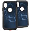 2x Decal style Skin Wrap Set compatible with Otterbox Defender iPhone X and Xs Case - Bokeh Music Blue (CASE NOT INCLUDED)