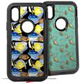 2x Decal style Skin Wrap Set compatible with Otterbox Defender iPhone X and Xs Case - Tropical Fish 01 Black (CASE NOT INCLUDED)