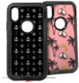 2x Decal style Skin Wrap Set compatible with Otterbox Defender iPhone X and Xs Case - Nautical Anchors Away 02 Black (CASE NOT INCLUDED)
