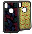 2x Decal style Skin Wrap Set compatible with Otterbox Defender iPhone X and Xs Case - Floating Coral Black (CASE NOT INCLUDED)
