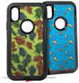 2x Decal style Skin Wrap Set compatible with Otterbox Defender iPhone X and Xs Case - Floating Coral Sage Green (CASE NOT INCLUDED)