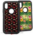2x Decal style Skin Wrap Set compatible with Otterbox Defender iPhone X and Xs Case - Crabs and Shells Black (CASE NOT INCLUDED)