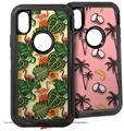 2x Decal style Skin Wrap Set compatible with Otterbox Defender iPhone X and Xs Case - Famingos and Flowers Yellow Sunshine (CASE NOT INCLUDED)