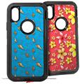 2x Decal style Skin Wrap Set compatible with Otterbox Defender iPhone X and Xs Case - Sea Shells 02 Blue Medium (CASE NOT INCLUDED)