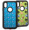 2x Decal style Skin Wrap Set compatible with Otterbox Defender iPhone X and Xs Case - Seahorses and Shells Blue Medium (CASE NOT INCLUDED)