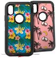 2x Decal style Skin Wrap Set compatible with Otterbox Defender iPhone X and Xs Case - Beach Flowers 02 Blue Medium (CASE NOT INCLUDED)