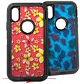 2x Decal style Skin Wrap Set compatible with Otterbox Defender iPhone X and Xs Case - Beach Flowers Coral (CASE NOT INCLUDED)