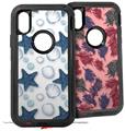 2x Decal style Skin Wrap Set compatible with Otterbox Defender iPhone X and Xs Case - Starfish and Sea Shells White (CASE NOT INCLUDED)