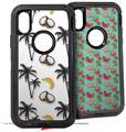 2x Decal style Skin Wrap Set compatible with Otterbox Defender iPhone X and Xs Case - Coconuts Palm Trees and Bananas White (CASE NOT INCLUDED)
