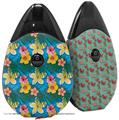 Skin Decal Wrap 2 Pack compatible with Suorin Drop Beach Flowers 02 Blue Medium VAPE NOT INCLUDED