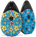 Skin Decal Wrap 2 Pack compatible with Suorin Drop Beach Flowers Blue Medium VAPE NOT INCLUDED