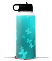 Skin Wrap Decal compatible with Hydro Flask Wide Mouth Bottle 32oz Bokeh Butterflies Neon Teal (BOTTLE NOT INCLUDED)