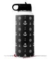 Skin Wrap Decal compatible with Hydro Flask Wide Mouth Bottle 32oz Nautical Anchors Away 02 Black (BOTTLE NOT INCLUDED)