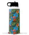 Skin Wrap Decal compatible with Hydro Flask Wide Mouth Bottle 32oz Famingos and Flowers Blue Medium (BOTTLE NOT INCLUDED)
